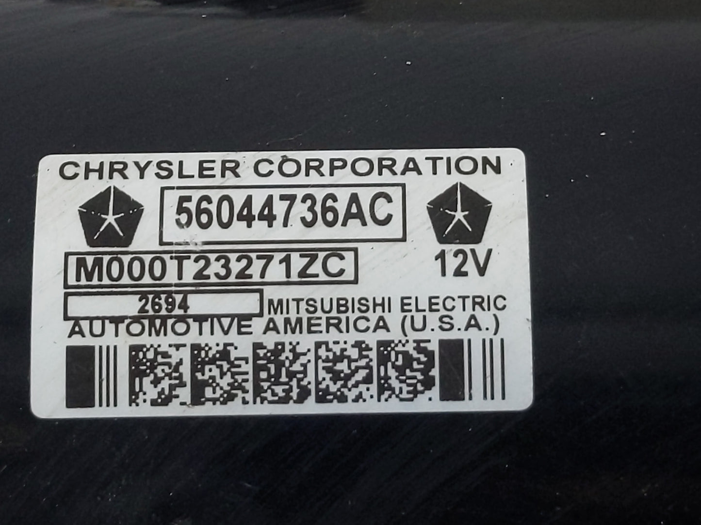 2014 Dodge Ram 1500 Car Starter Motor Solenoid OEM P/N:56044736AC Fits OEM Used Auto Parts - Oemusedautoparts1.com