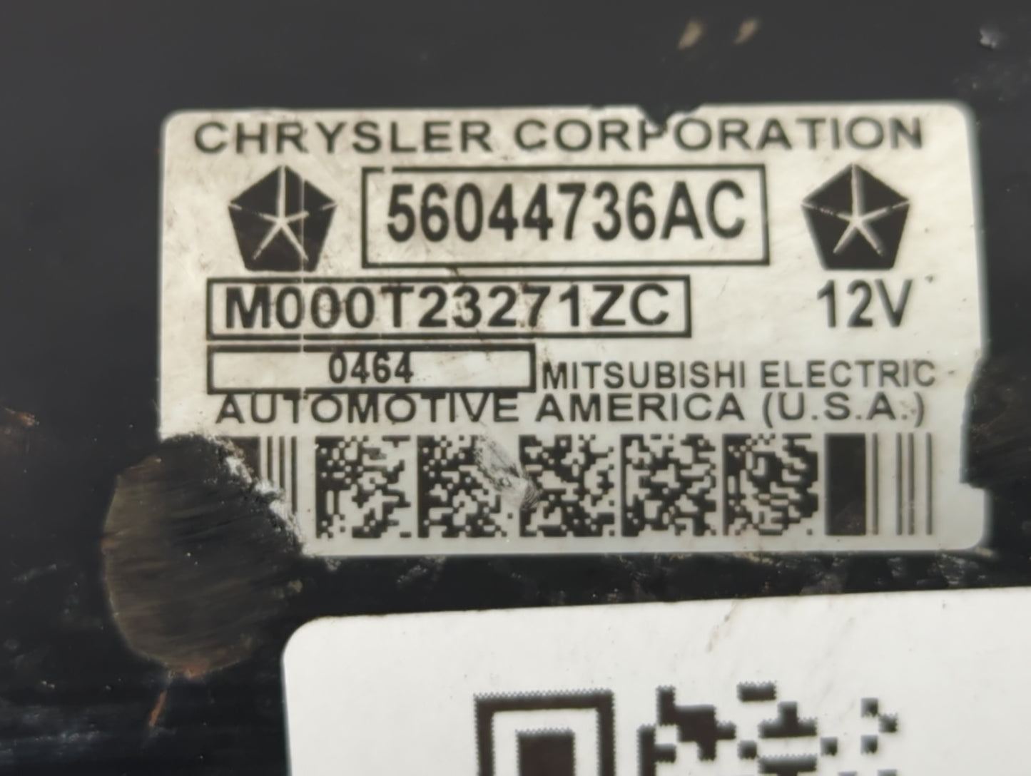 2014 Dodge Ram 1500 Car Starter Motor Solenoid OEM P/N:M000T23271ZC 56044736AC Fits OEM Used Auto Parts - Oemusedautoparts1.