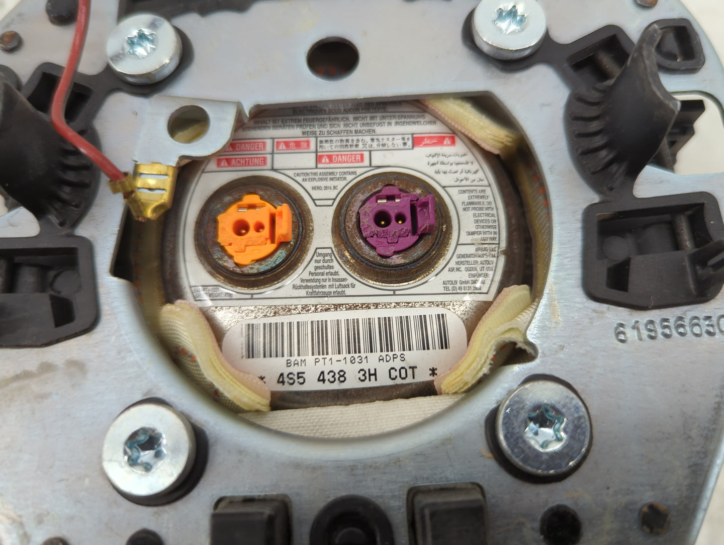 2014 Fiat 500 Air Bag Driver Left Steering Wheel Mounted P/N:T65N50794P0244 4S5 438 3H COT, BAM PT1-1031 ADPS Fits OEM Used 