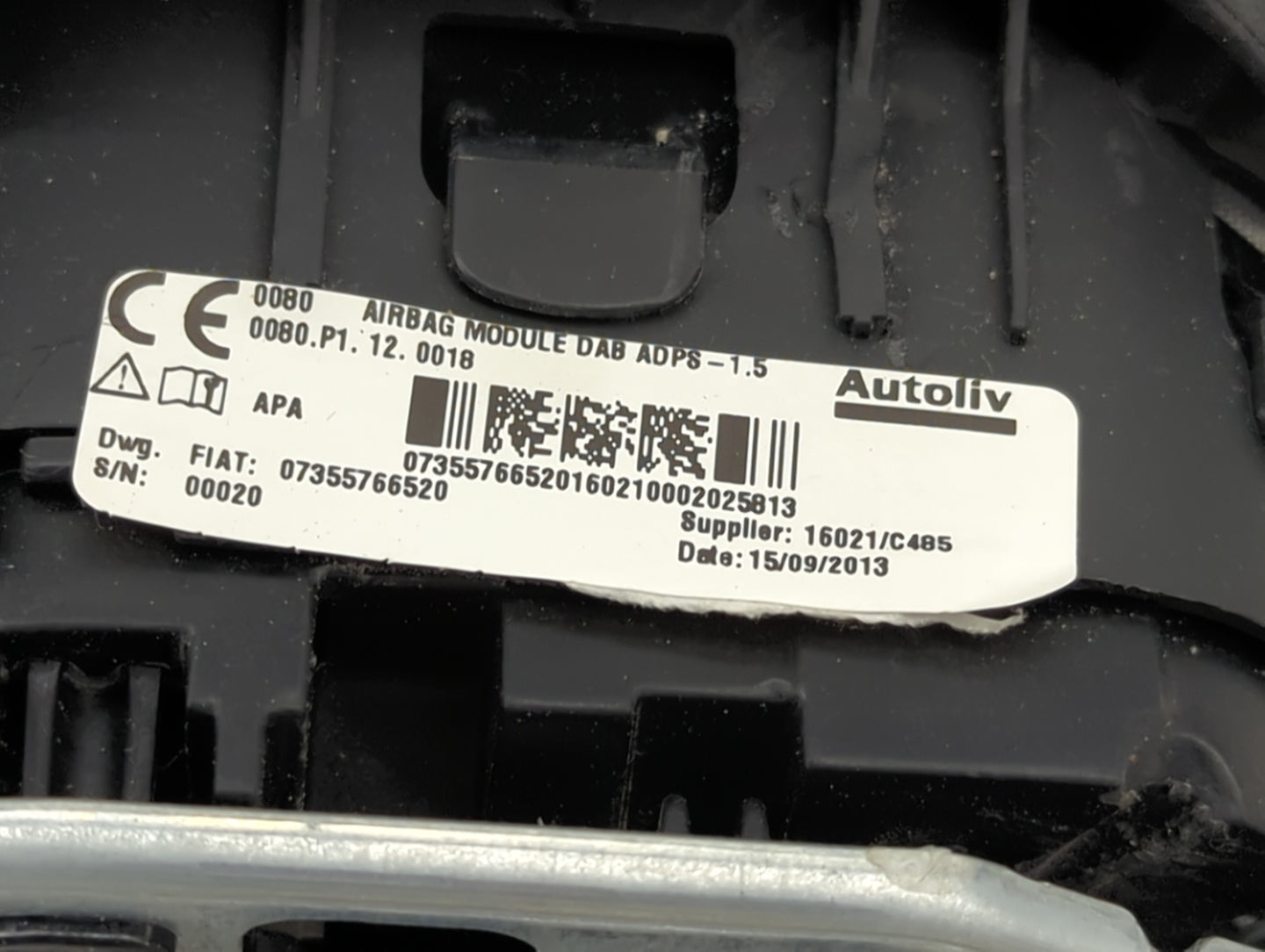 2014 Fiat 500 Air Bag Driver Left Steering Wheel Mounted 1458650 - Oemusedautoparts1.com