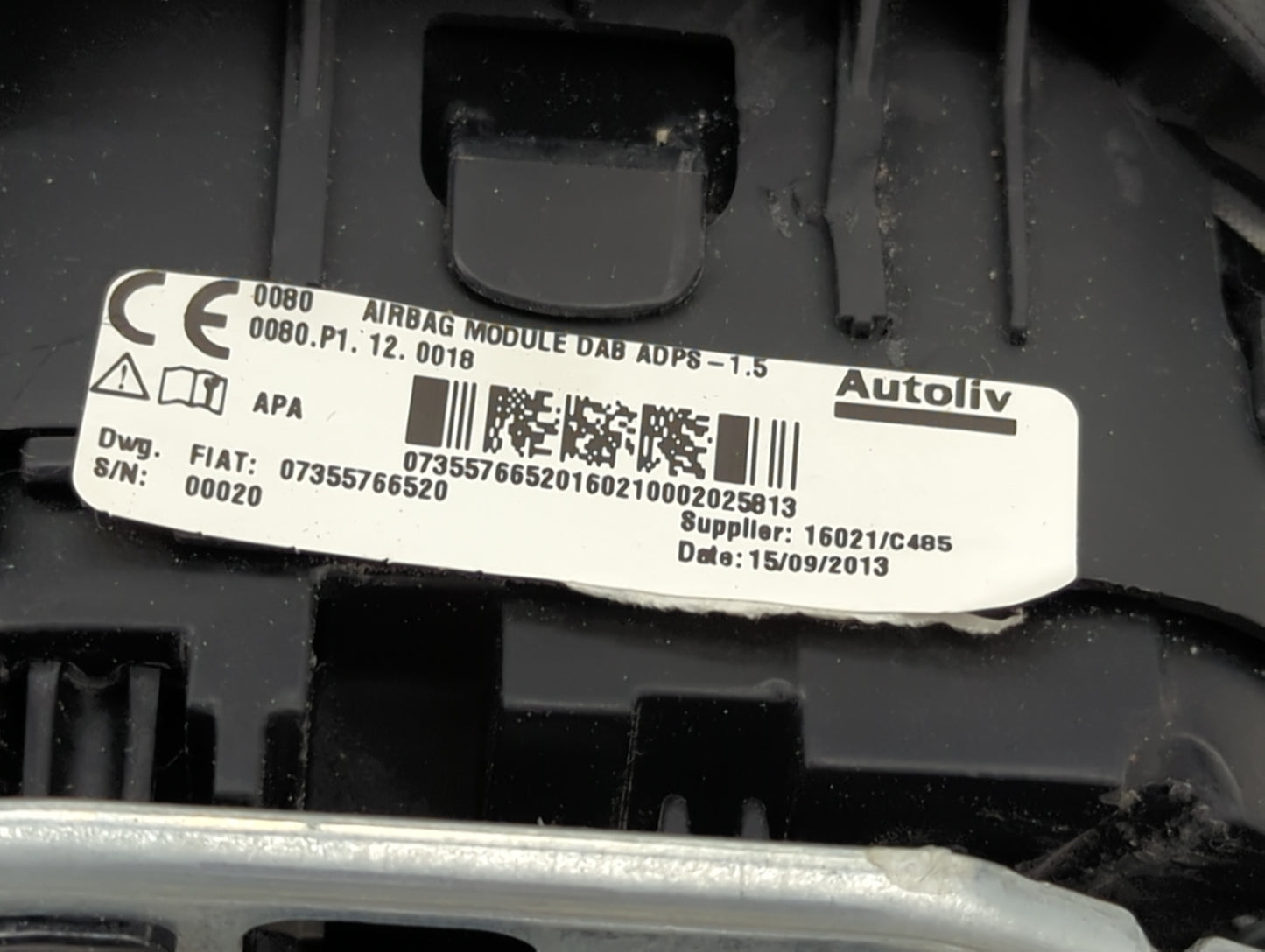 2014 Fiat 500 Air Bag Driver Left Steering Wheel Mounted 1458650 - Oemusedautoparts1.com