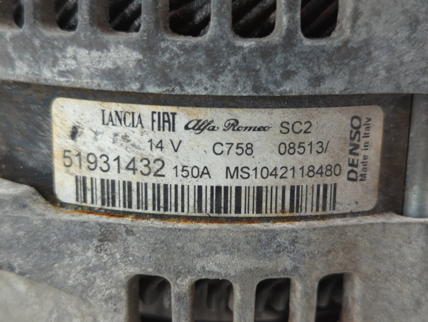 2014-2017 Fiat 500 Alternator Replacement Generator Charging Assembly Engine OEM P/N:51931432 52003622 Fits OEM Used Auto Pa