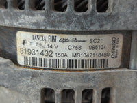 2014-2017 Fiat 500 Alternator Replacement Generator Charging Assembly Engine OEM P/N:51931432 52003622 Fits OEM Used Auto Pa
