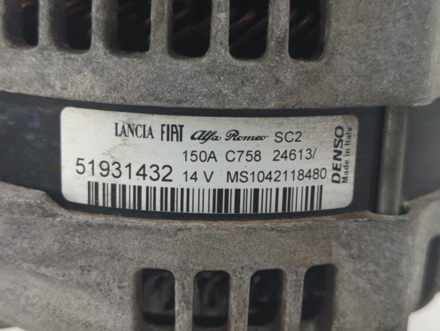 2014-2017 Fiat 500 Alternator Replacement Generator Charging Assembly Engine OEM P/N:51931432 Fits Fits 2014 2015 2016 2017 