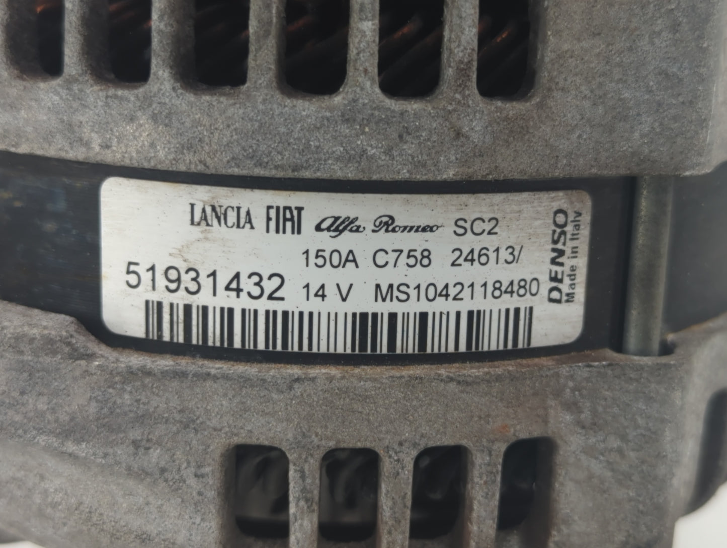 2014-2017 Fiat 500 Alternator Replacement Generator Charging Assembly Engine OEM P/N:51931432 Fits Fits 2014 2015 2016 2017 