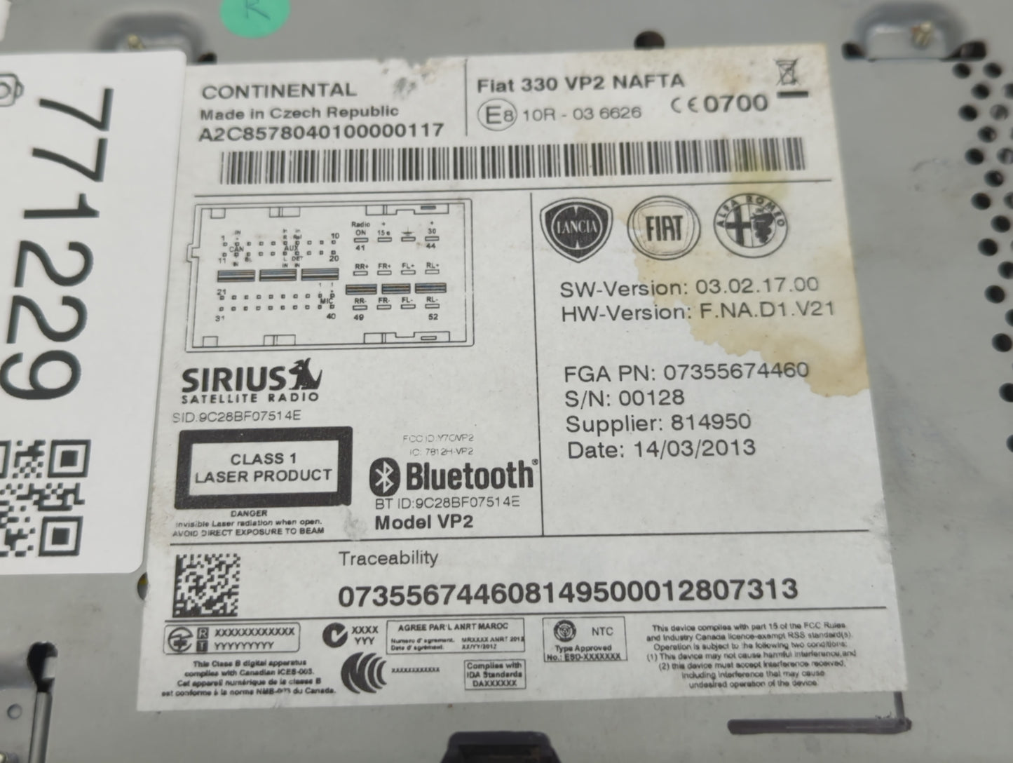 2014 Fiat 500 Am Fm Cd Player Radio Receiver - Oemusedautoparts1.com