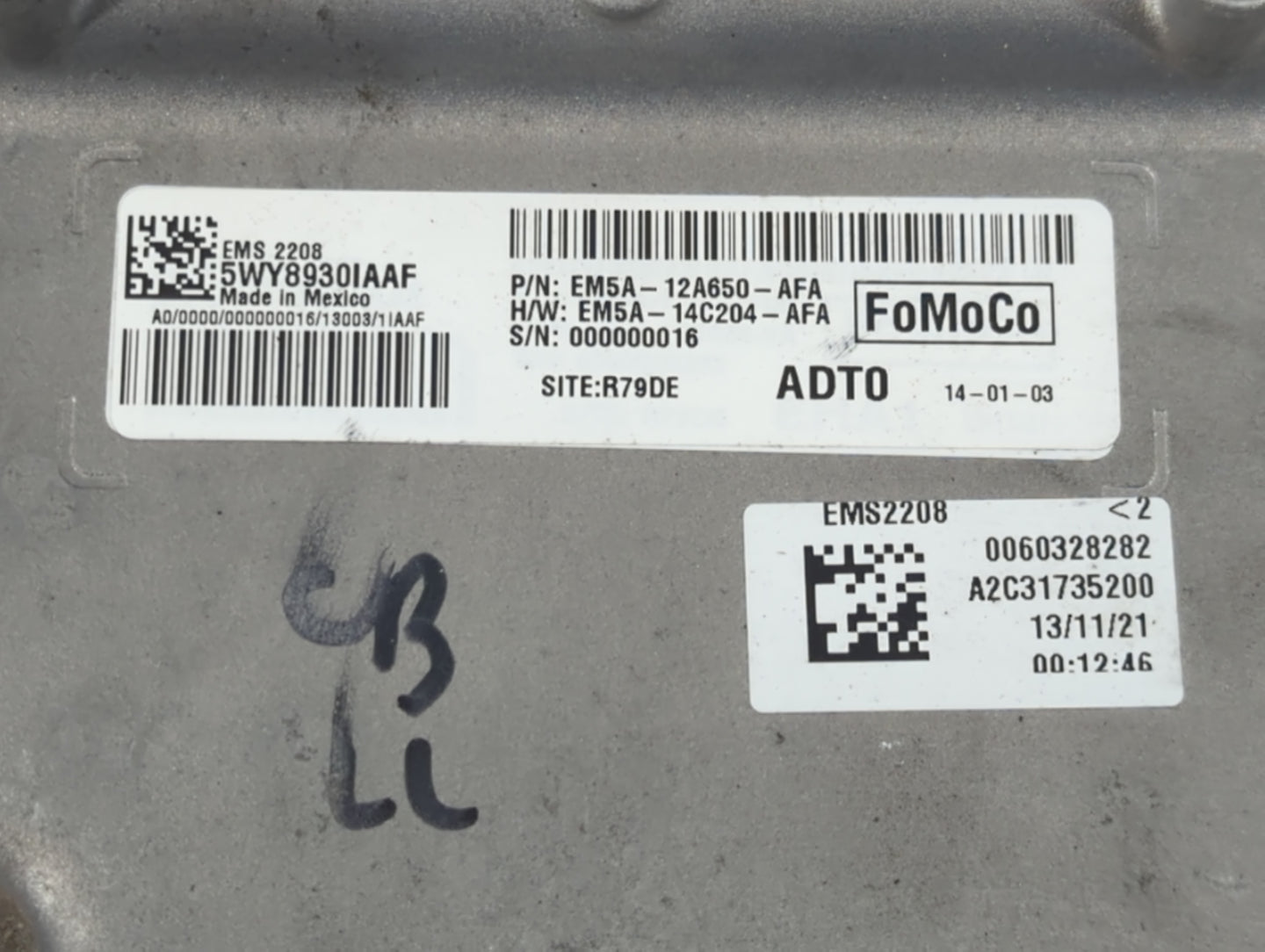 2014-2016 Ford C-Max PCM Engine Control Computer ECU ECM PCU OEM P/N:EM5A-12A650-AFA Fits Fits 2014 2015 2016 OEM Used Auto 