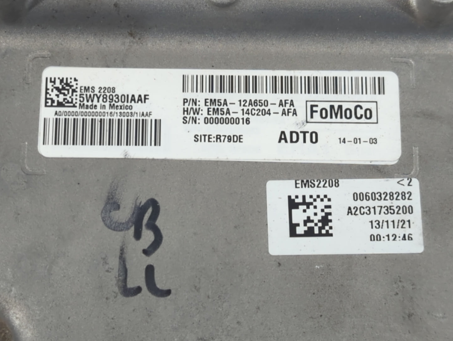 2014-2016 Ford C-Max PCM Engine Control Computer ECU ECM PCU OEM P/N:EM5A-12A650-AFA Fits Fits 2014 2015 2016 OEM Used Auto 