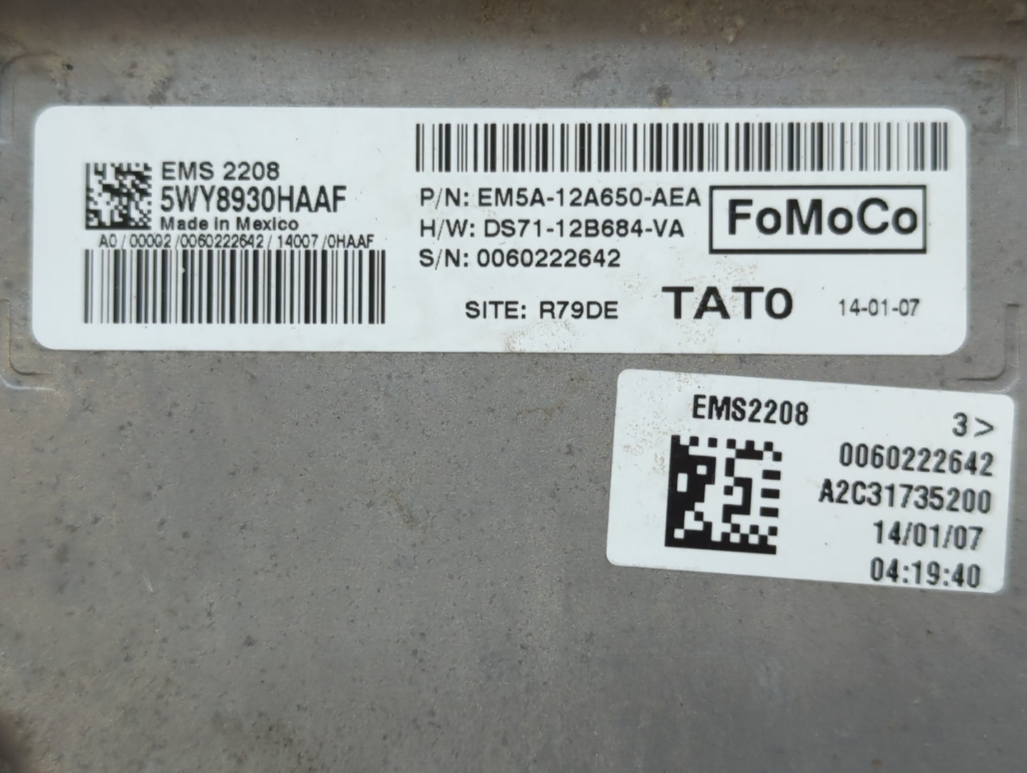 2014-2016 Ford C-Max PCM Engine Control Computer ECU ECM PCU OEM P/N:EM5A-12A650-AEA FM5A-12A650-YA Fits Fits 2014 2015 2016