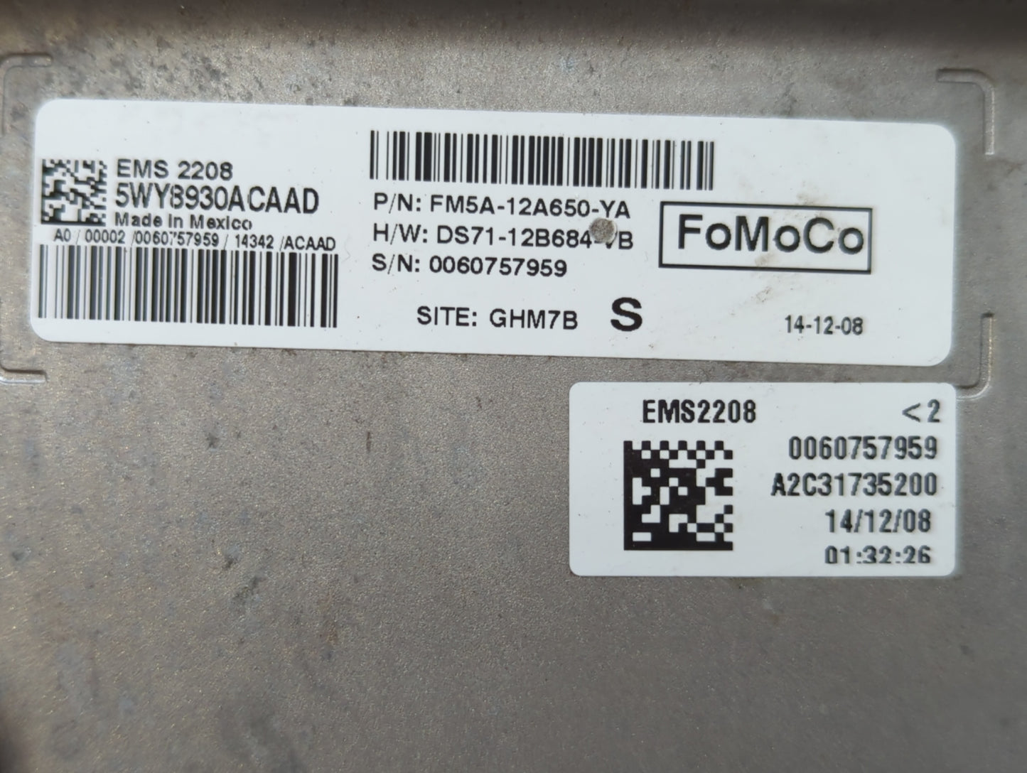 2014-2016 Ford C-Max PCM Engine Control Computer ECU ECM PCU OEM P/N:FM5A-12A650-YA EM5A-12A650-AEA Fits Fits 2014 2015 2016