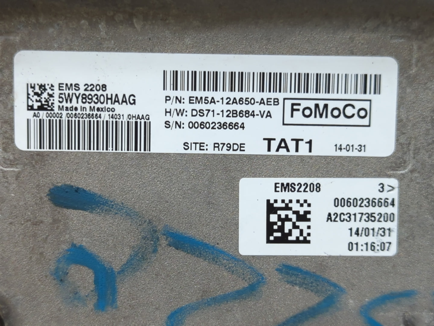 2014-2016 Ford C-Max PCM Engine Control Computer ECU ECM PCU OEM P/N:EM5A-12A650-AEB Fits Fits 2014 2015 2016 OEM Used Auto 