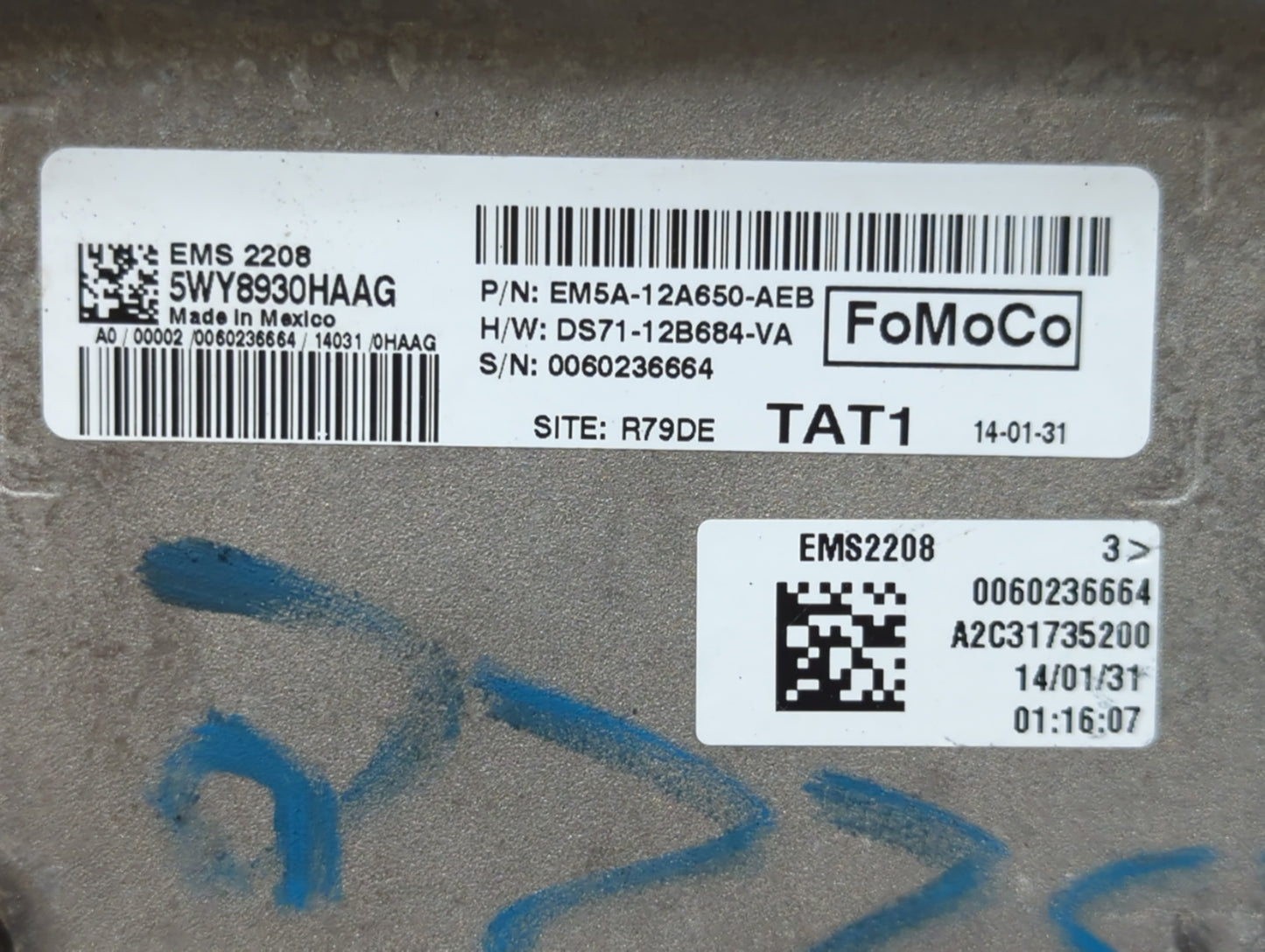 2014-2016 Ford C-Max PCM Engine Control Computer ECU ECM PCU OEM P/N:EM5A-12A650-AEB Fits Fits 2014 2015 2016 OEM Used Auto 