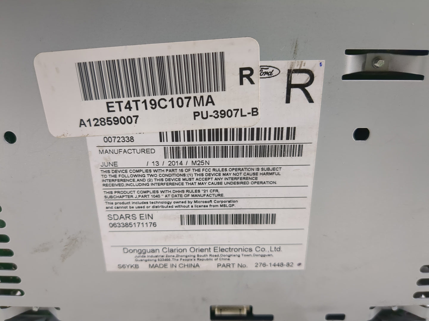 2014 Ford Edge Radio AM FM Cd Player Receiver Replacement P/N:ET4T-19C107-MA Fits Fits 2015 OEM Used Auto Parts - Oemusedaut