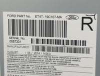 2014 Ford Edge Radio AM FM Cd Player Receiver Replacement P/N:ET4T-19C107-MA Fits Fits 2015 OEM Used Auto Parts - Oemusedaut