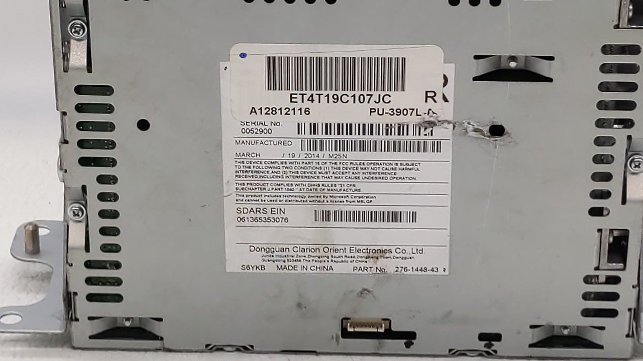 2014 Ford Edge Radio AM FM Cd Player Receiver Replacement P/N:ET4T19C107JC Fits OEM Used Auto Parts - Oemusedautoparts1.com