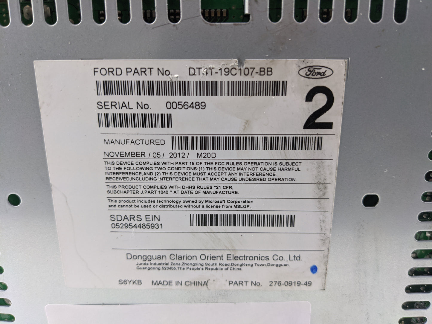 2013-2014 Ford Edge Radio AM FM Cd Player Receiver Replacement P/N:DT4T-19C107-BB Fits Fits 2013 2014 OEM Used Auto Parts - 