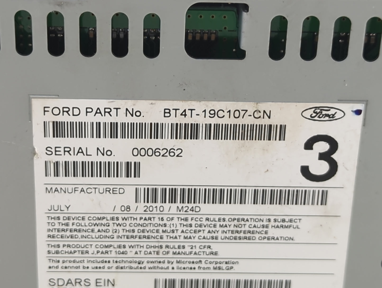 2011-2014 Ford Edge Radio AM FM Cd Player Receiver Replacement P/N:BT4T-19C107-CN Fits Fits 2011 2012 2013 2014 OEM Used Aut