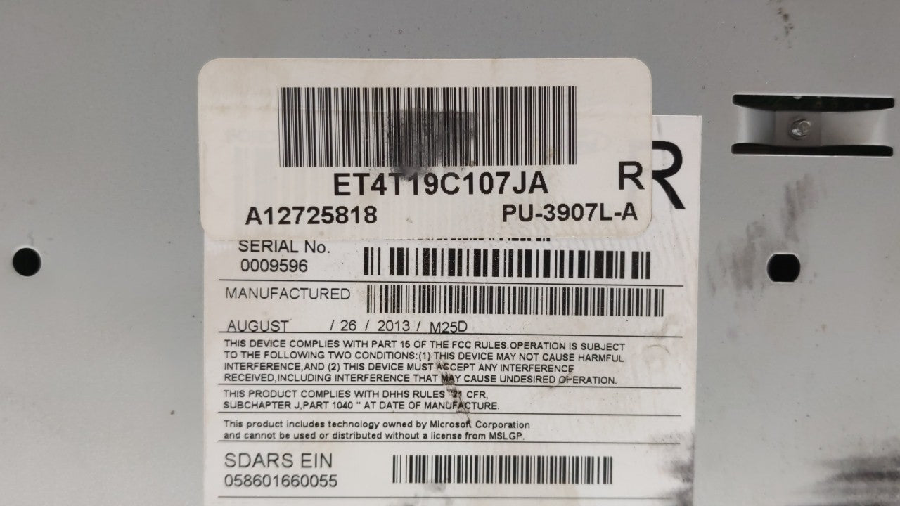 2014 Ford Edge Radio AM FM Cd Player Receiver Replacement P/N:ET4T-19C107-JA ET4T19C107JC Fits OEM Used Auto Parts - Oemused