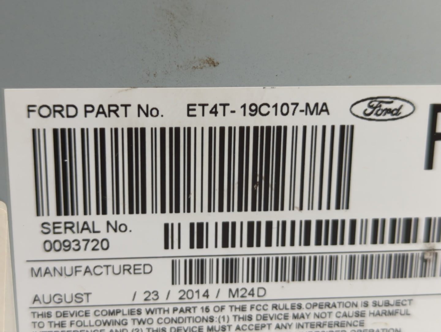 2014 Ford Edge Radio AM FM Cd Player Receiver Replacement P/N:ET4T-19C107-KA ET4T-19C107-NA, ET4T-19C107-MA Fits Fits 2015 O