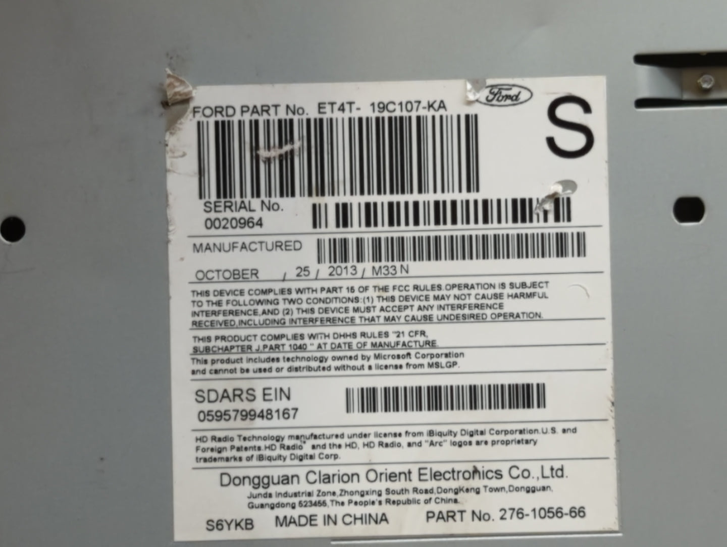 2014-2014 Ford Edge Am Fm Cd Player Radio Receiver - Oemusedautoparts1.com