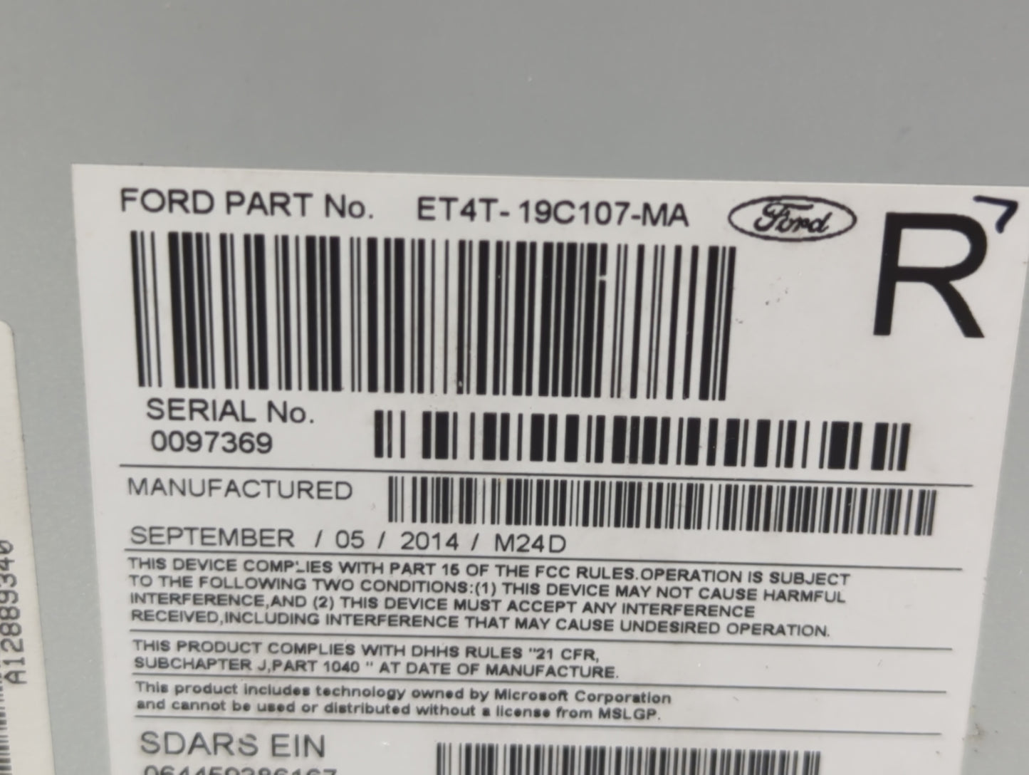 2014 Ford Edge Radio AM FM Cd Player Receiver Replacement P/N:ET4T-19C107-KA ET4T-19C107-NA, ET4T-19C107-MA Fits Fits 2015 O