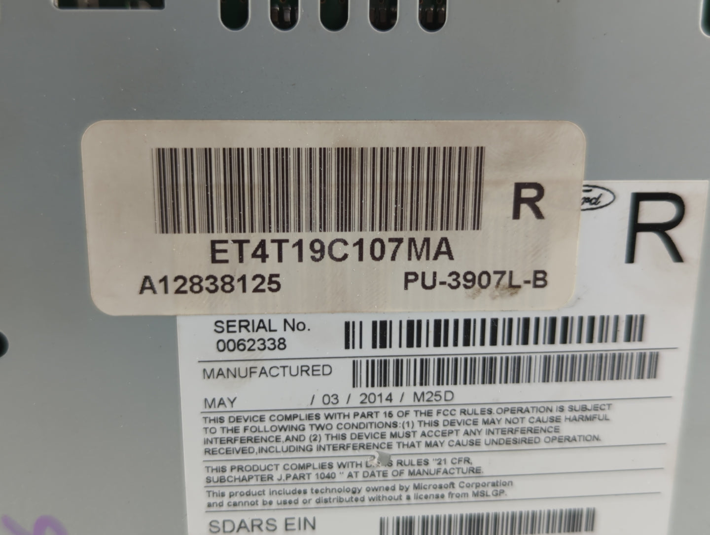 2014 Ford Edge Radio AM FM Cd Player Receiver Replacement P/N:ET4T-19C107-KA ET4T-19C107-NA, ET4T-19C107-MA Fits Fits 2015 O
