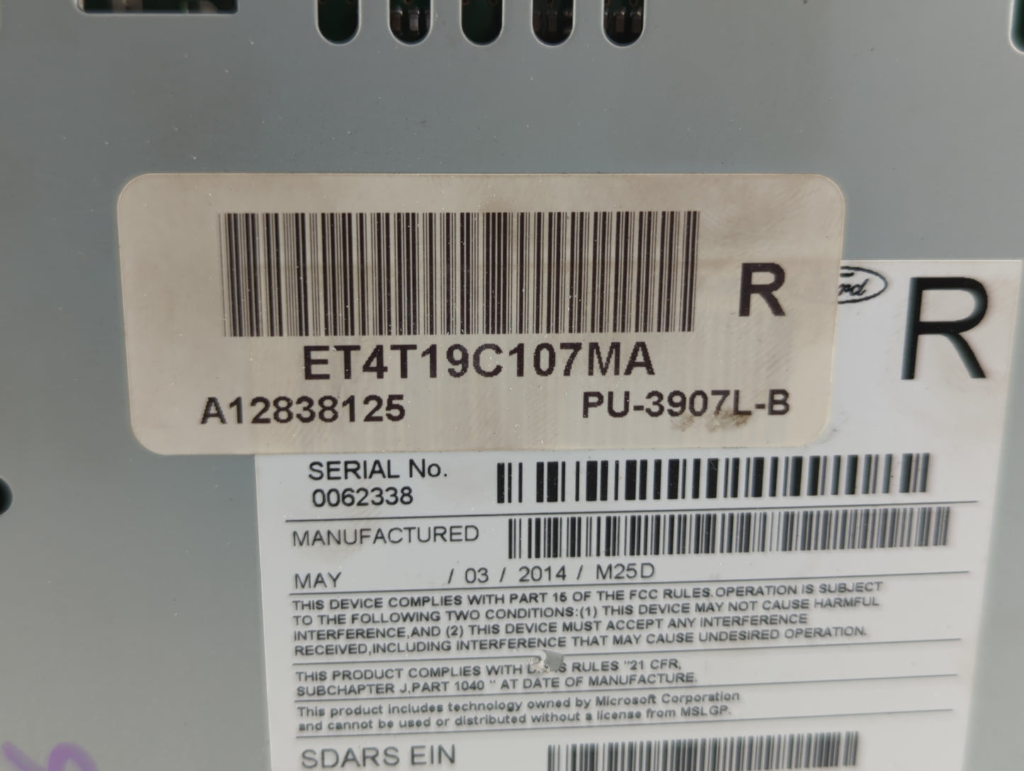 2014 Ford Edge Radio AM FM Cd Player Receiver Replacement P/N:ET4T-19C107-KA ET4T-19C107-NA, ET4T-19C107-MA Fits Fits 2015 O