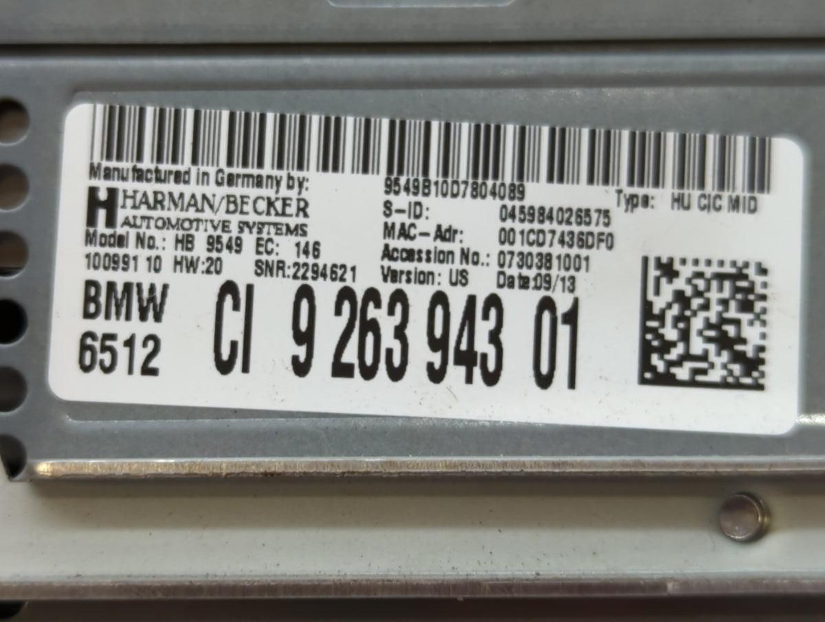 2013-2014 Ford Edge Radio AM FM Cd Player Receiver Replacement P/N:6512 926394301 Fits 2013 2014 OEM Used Auto Parts - Oemus