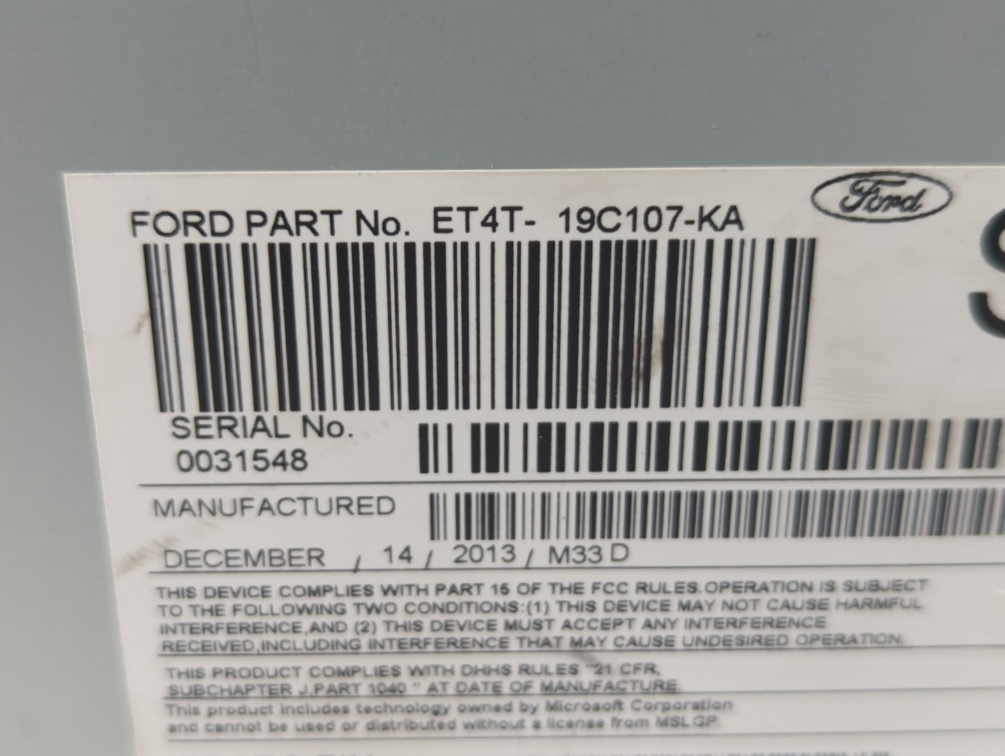 2014-2014 Ford Edge Am Fm Cd Player Radio Receiver - Oemusedautoparts1.com