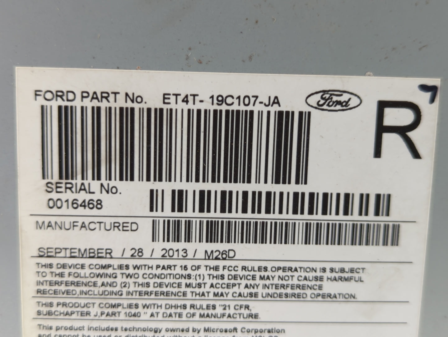 2014 Ford Edge Radio AM FM Cd Player Receiver Replacement P/N:ET4T-19C107-JA Fits OEM Used Auto Parts - Oemusedautoparts1.co