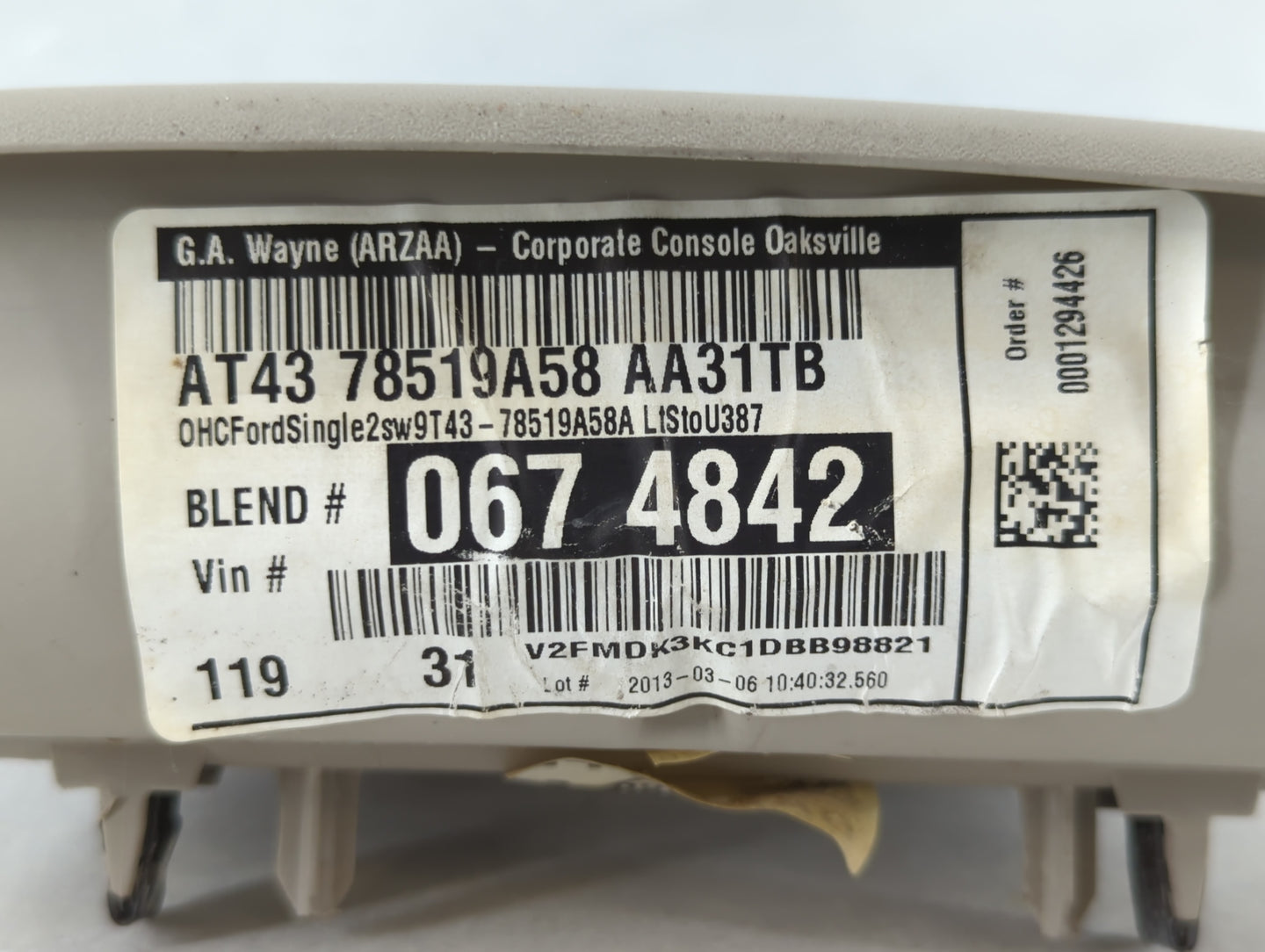 2014 Ford Edge Overhead Roof Console - Oemusedautoparts1.com