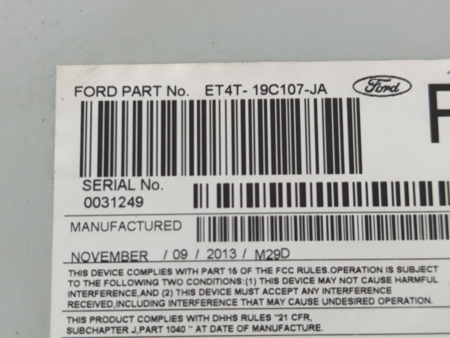 2014-2014 Ford Edge Am Fm Cd Player Radio Receiver - Oemusedautoparts1.com