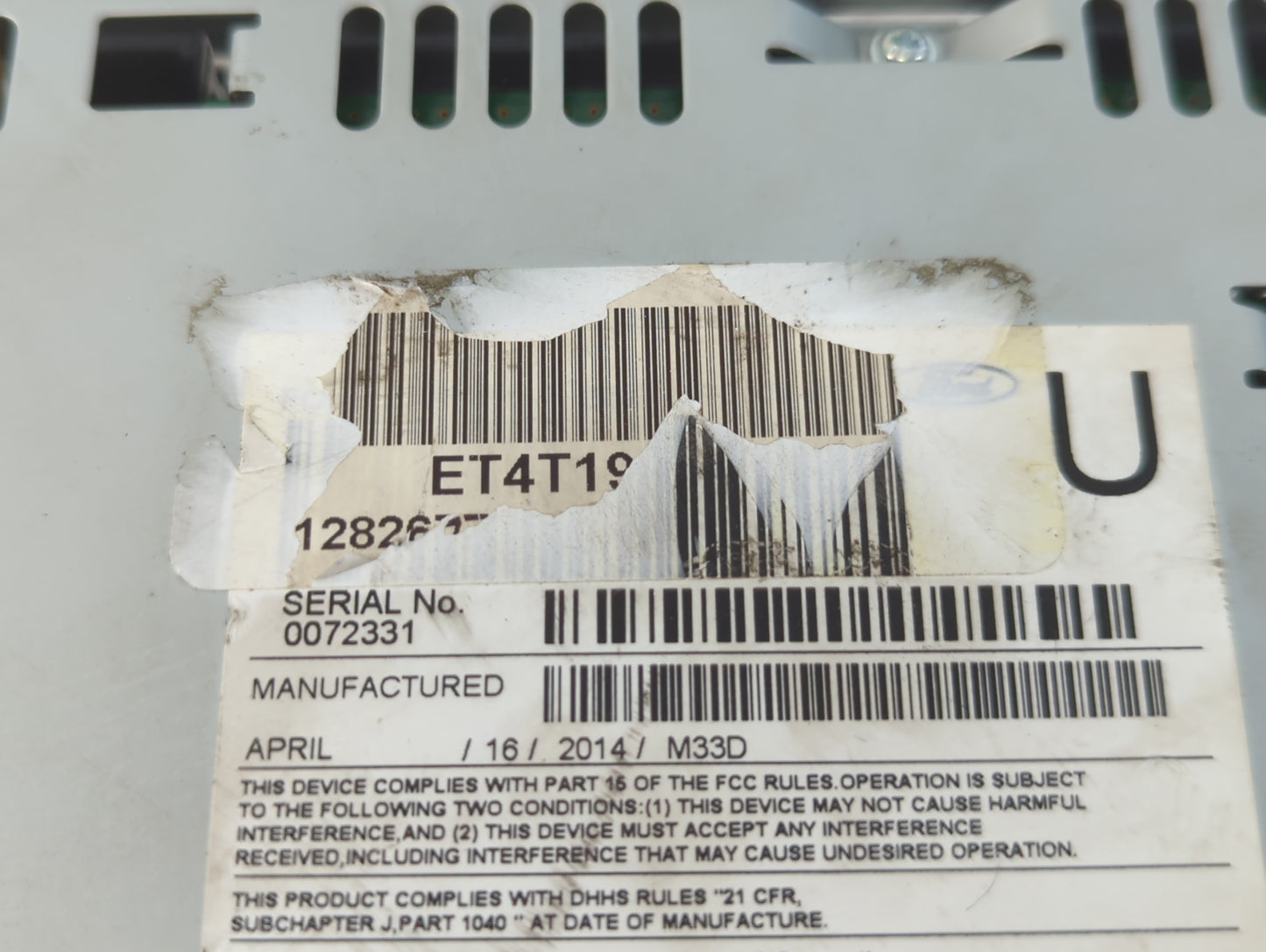 2013-2014 Ford Edge Radio AM FM Cd Player Receiver Replacement P/N:12826 Fits Fits 2013 2014 OEM Used Auto Parts - Oemusedau