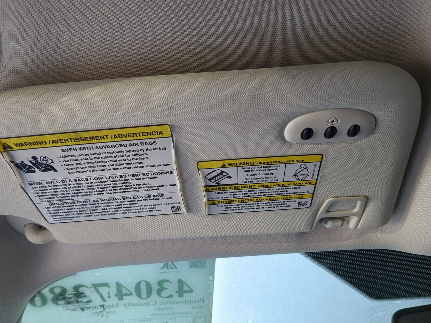 2013-2019 Ford Escape Sun Visor Shade Replacement Driver Left Mirror Fits Fits 2013 2014 2015 2016 2017 2018 2019 OEM Used A