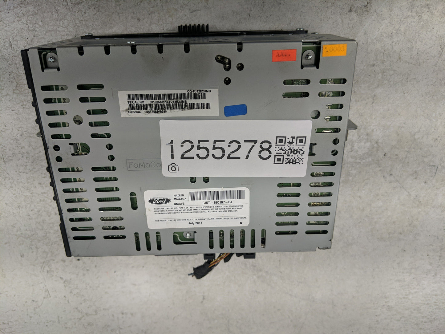 2013-2015 Ford Escape Radio AM FM Cd Player Receiver Replacement P/N:CJ5T-19C107-DJ Fits Fits 2013 2014 2015 OEM Used Auto P