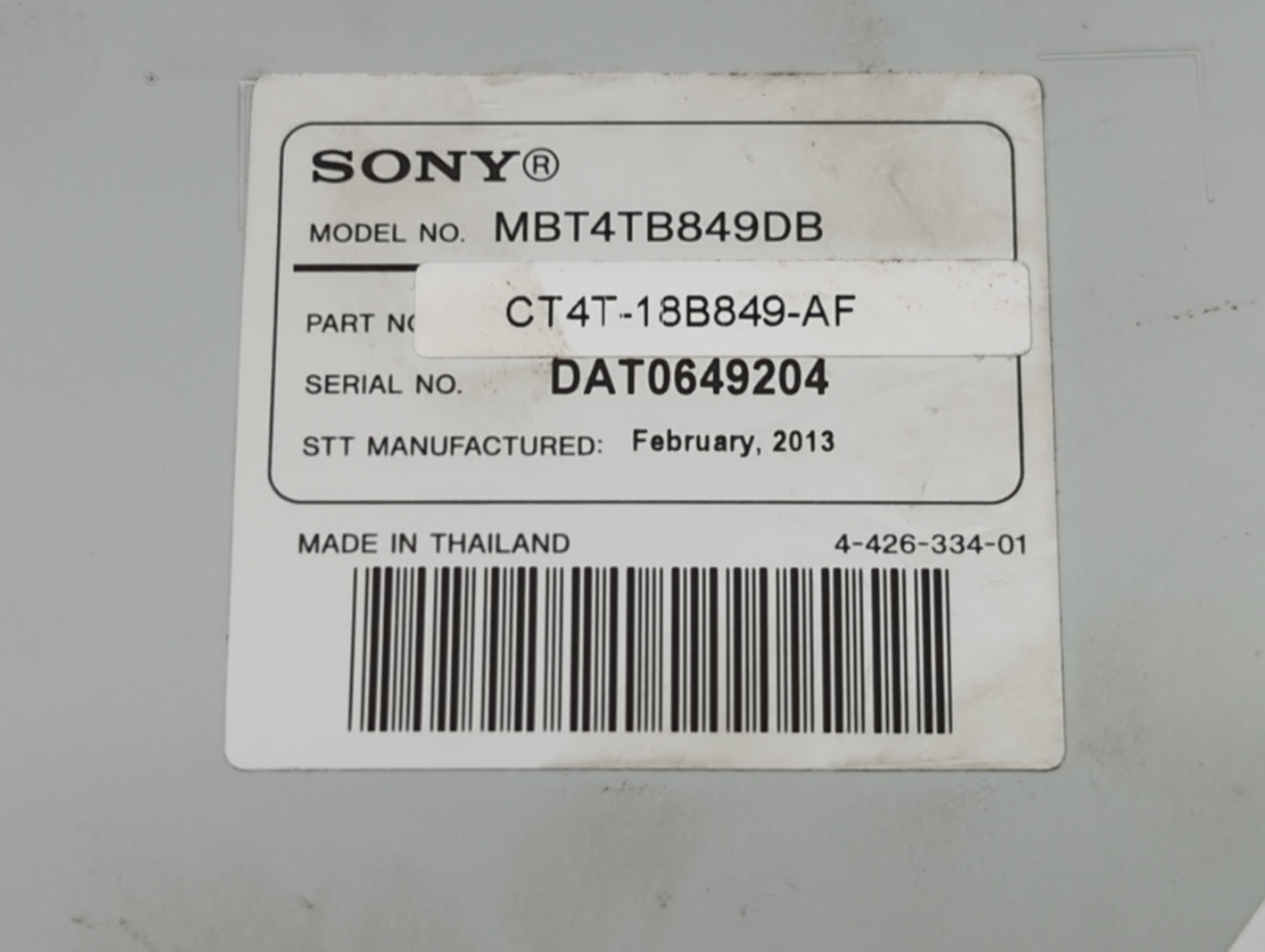 2013-2014 Ford Escape Radio AM FM Cd Player Receiver Replacement P/N:CT4T-18B849-AF Fits OEM Used Auto Parts - Oemusedautopa