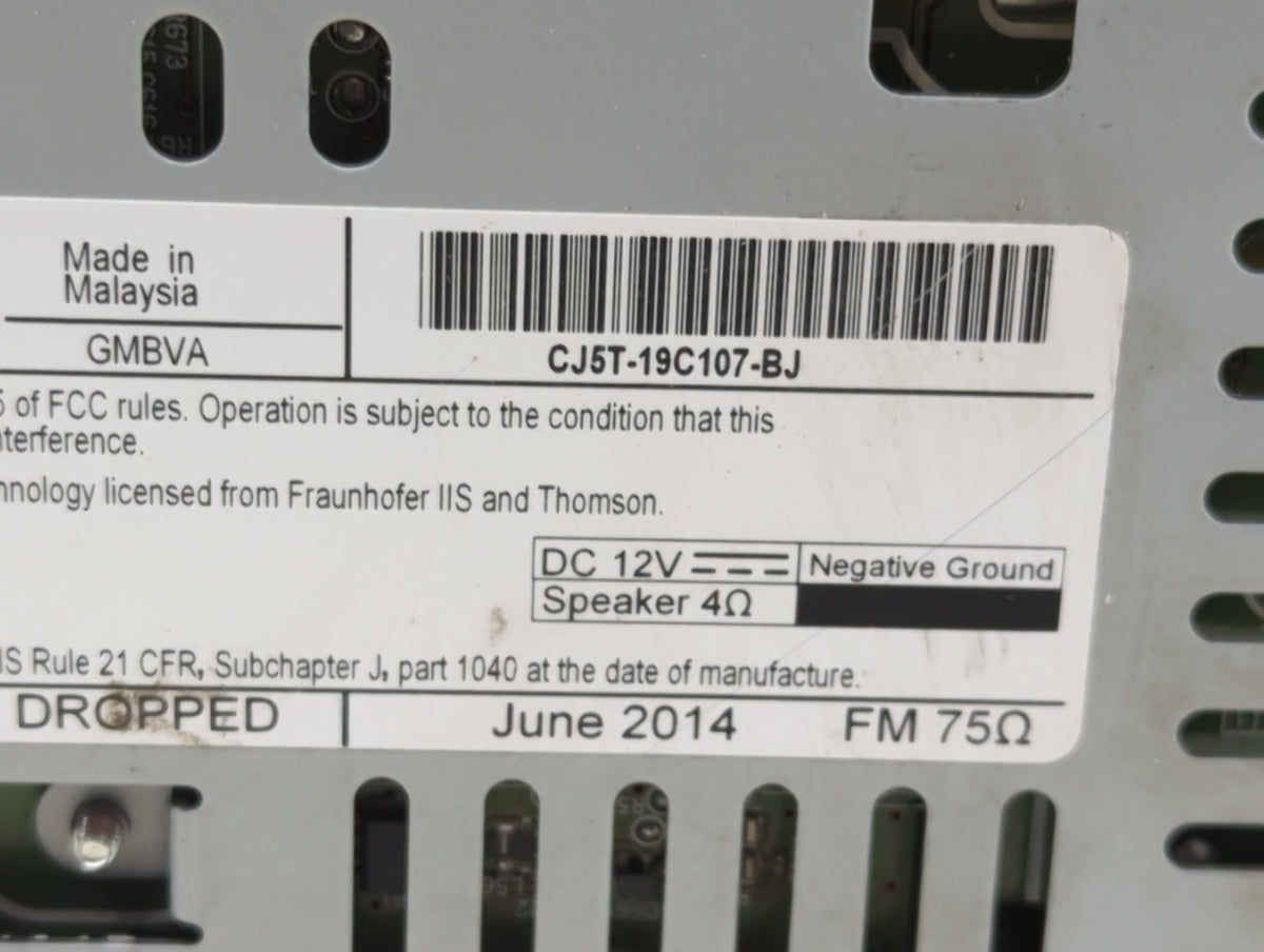 2013-2015 Ford Escape Radio AM FM Cd Player Receiver Replacement P/N:CJ5T-19C107-BJ Fits Fits 2013 2014 2015 OEM Used Auto P