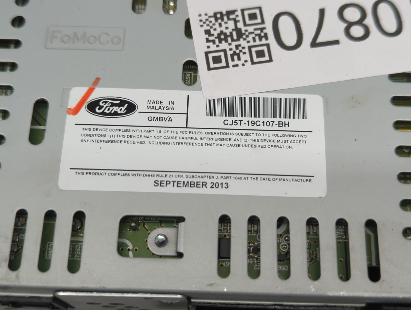 2013-2015 Ford Escape Radio AM FM Cd Player Receiver Replacement P/N:CJ5T-19C107-BH Fits Fits 2013 2014 2015 OEM Used Auto P