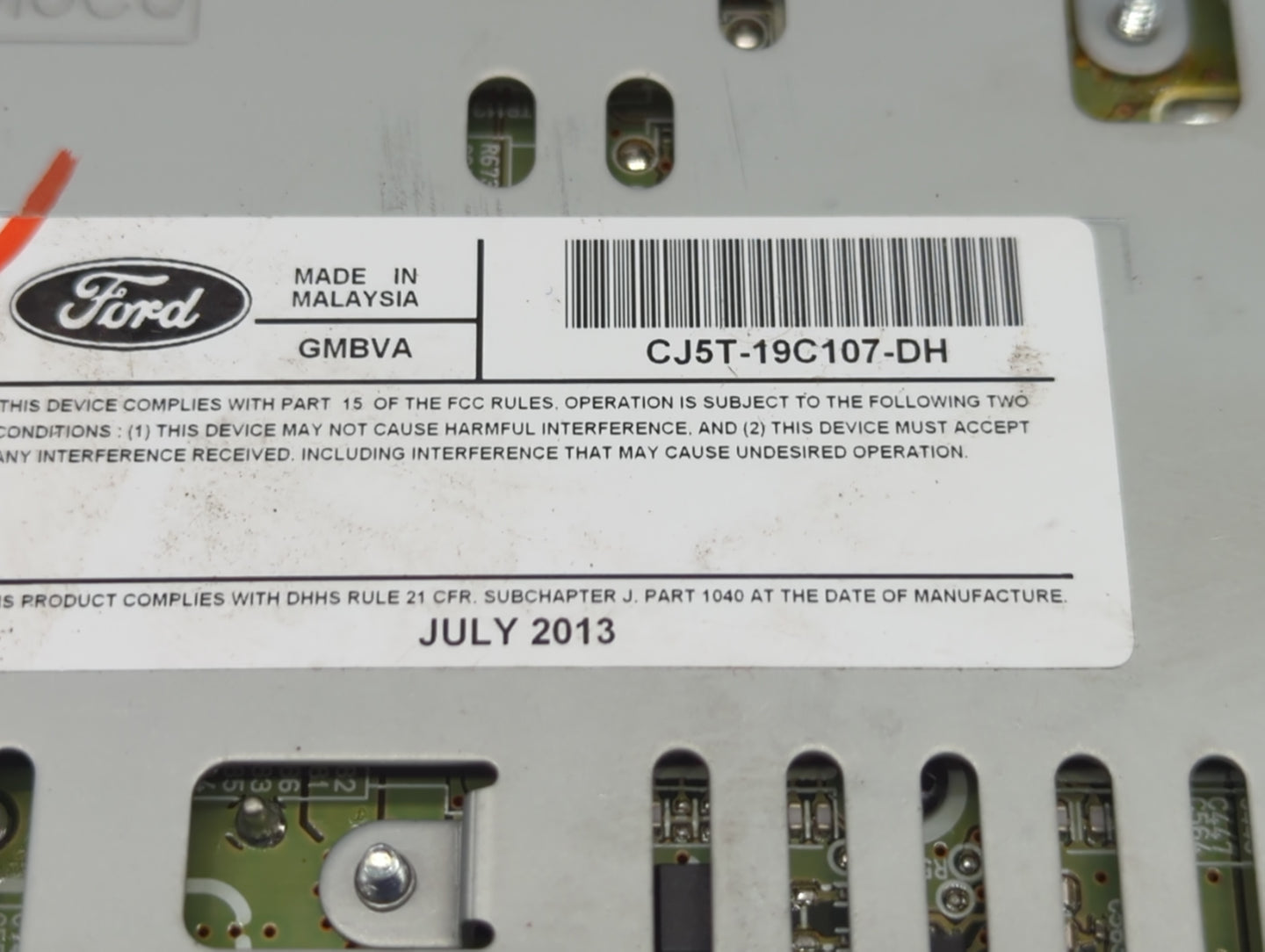 2013-2015 Ford Escape Radio AM FM Cd Player Receiver Replacement P/N:CJ5T-19C107-DH Fits Fits 2013 2014 2015 OEM Used Auto P