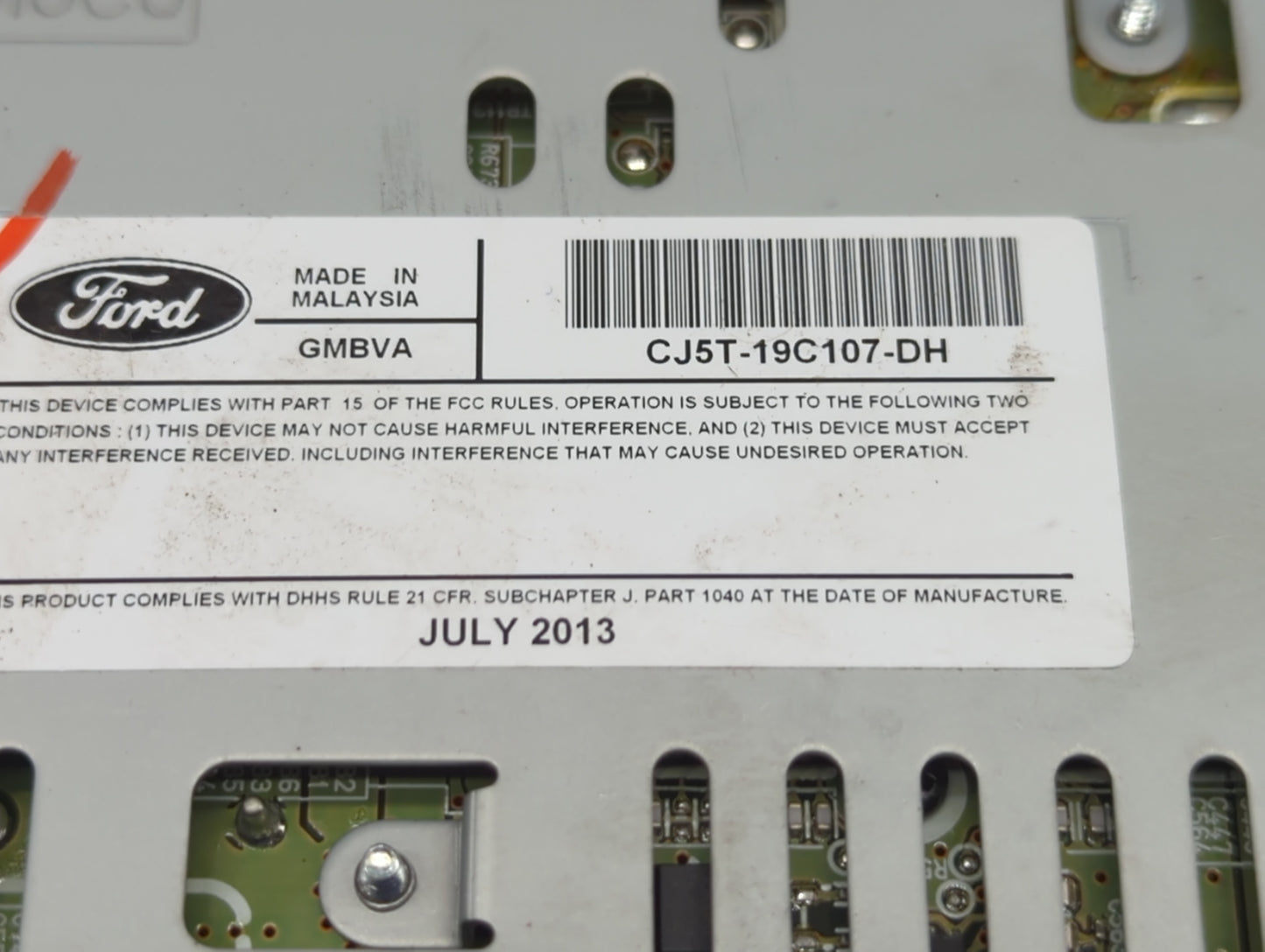 2013-2015 Ford Escape Radio AM FM Cd Player Receiver Replacement P/N:CJ5T-19C107-DH Fits Fits 2013 2014 2015 OEM Used Auto P