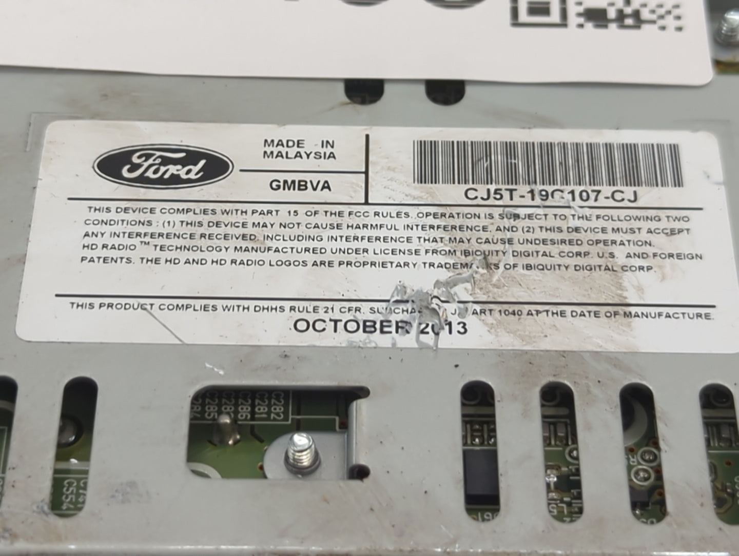 2013-2015 Ford Escape Radio AM FM Cd Player Receiver Replacement P/N:CJ5T-19C107-CJ Fits Fits 2013 2014 2015 OEM Used Auto P