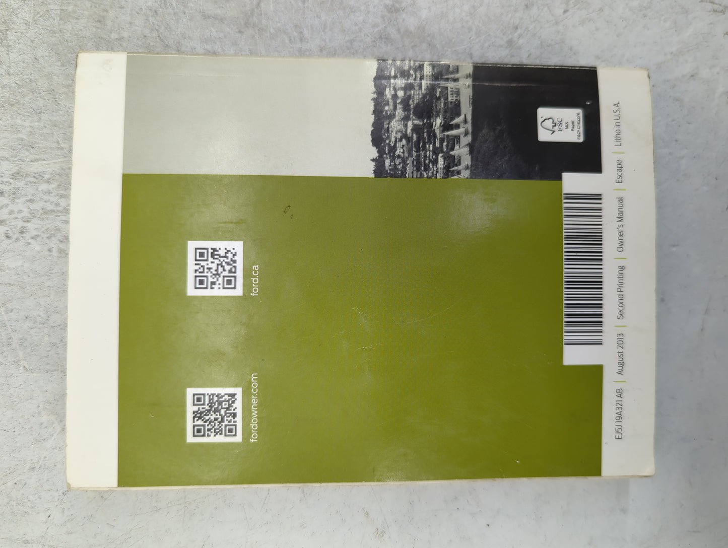 2014 Ford Escape Owners Manual Book Guide P/N:EJ5J19A321AB OEM Used Auto Parts - Oemusedautoparts1.com