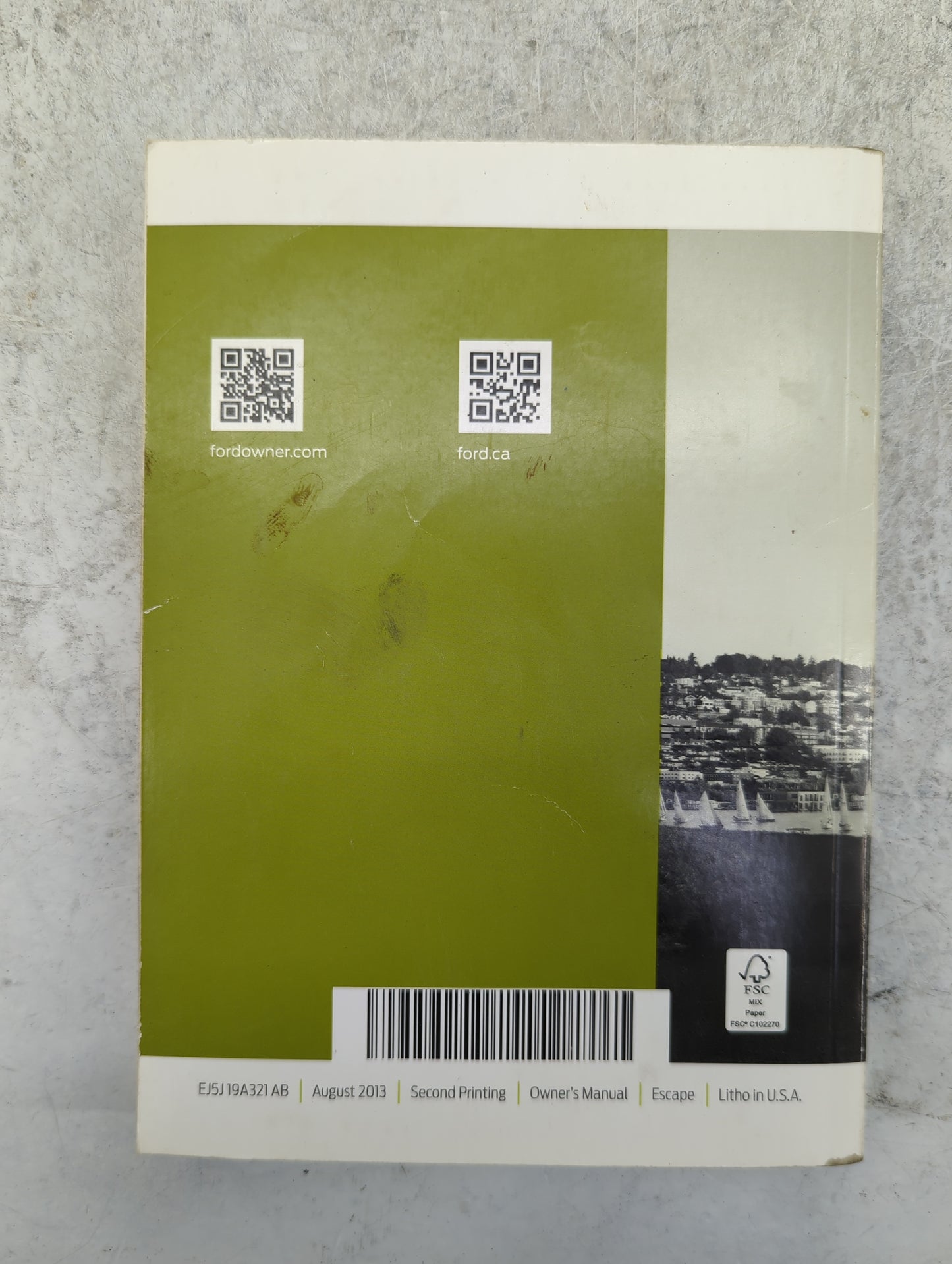 2014 Ford Escape Owners Manual Book Guide P/N:EJ5J19A321AB OEM Used Auto Parts - Oemusedautoparts1.com