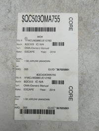 2014 Ford Escape Owners Manual Book Guide P/N:EJ5J19A321AB EW7J19T201CA OEM Used Auto Parts - Oemusedautoparts1.com