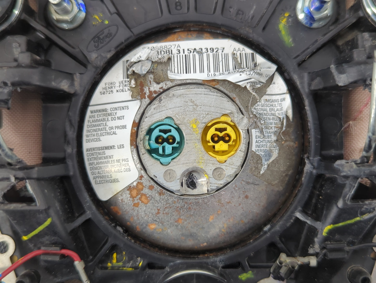 2013-2014 Ford Escape Air Bag Driver Left Steering Wheel Mounted P/N:CJ54 A042B85 CC Fits Fits 2013 2014 OEM Used Auto Parts
