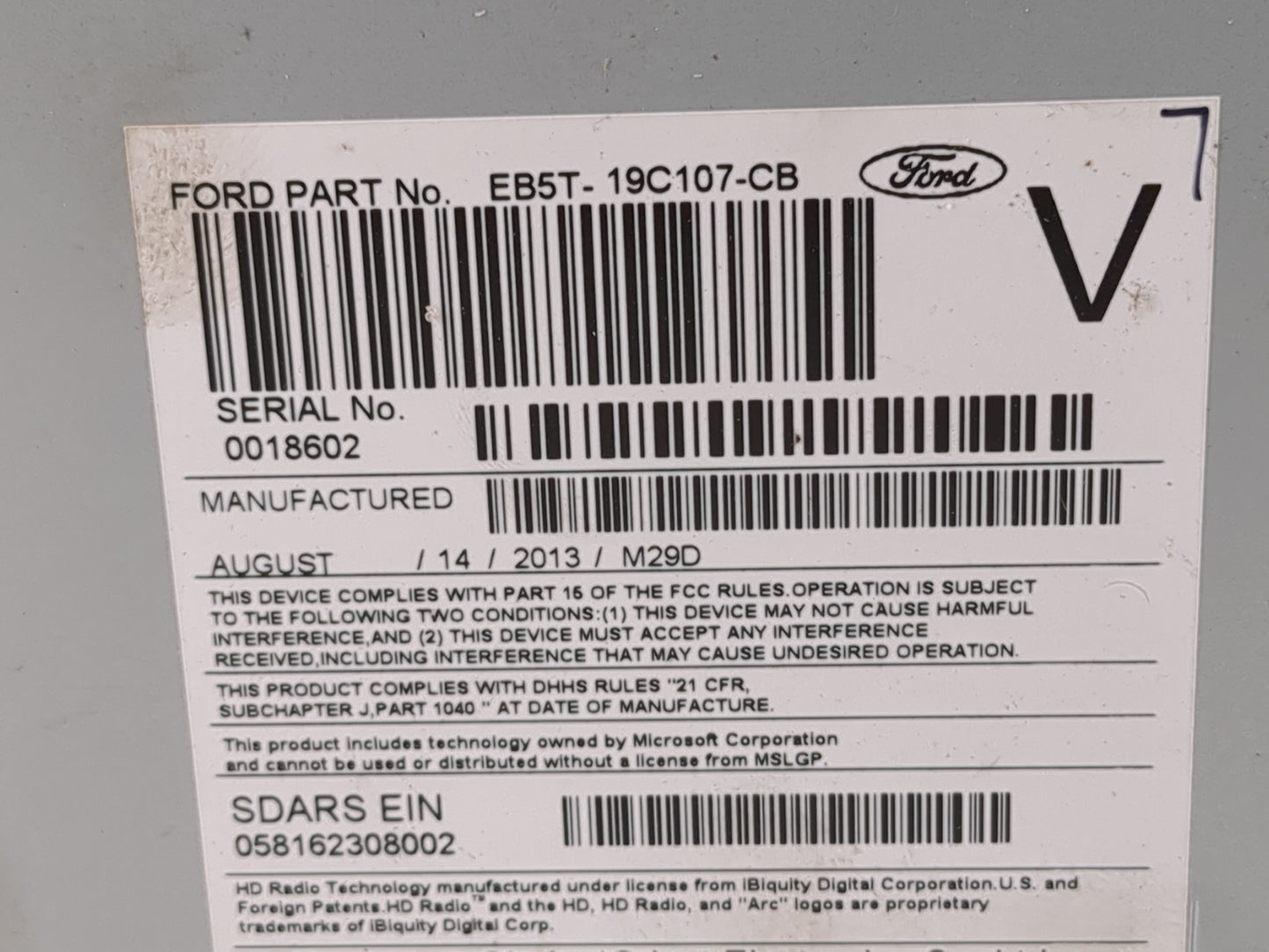 2014 Ford Explorer Radio AM FM Cd Player Receiver Replacement P/N:EB5T-19C107-CB Fits OEM Used Auto Parts - Oemusedautoparts