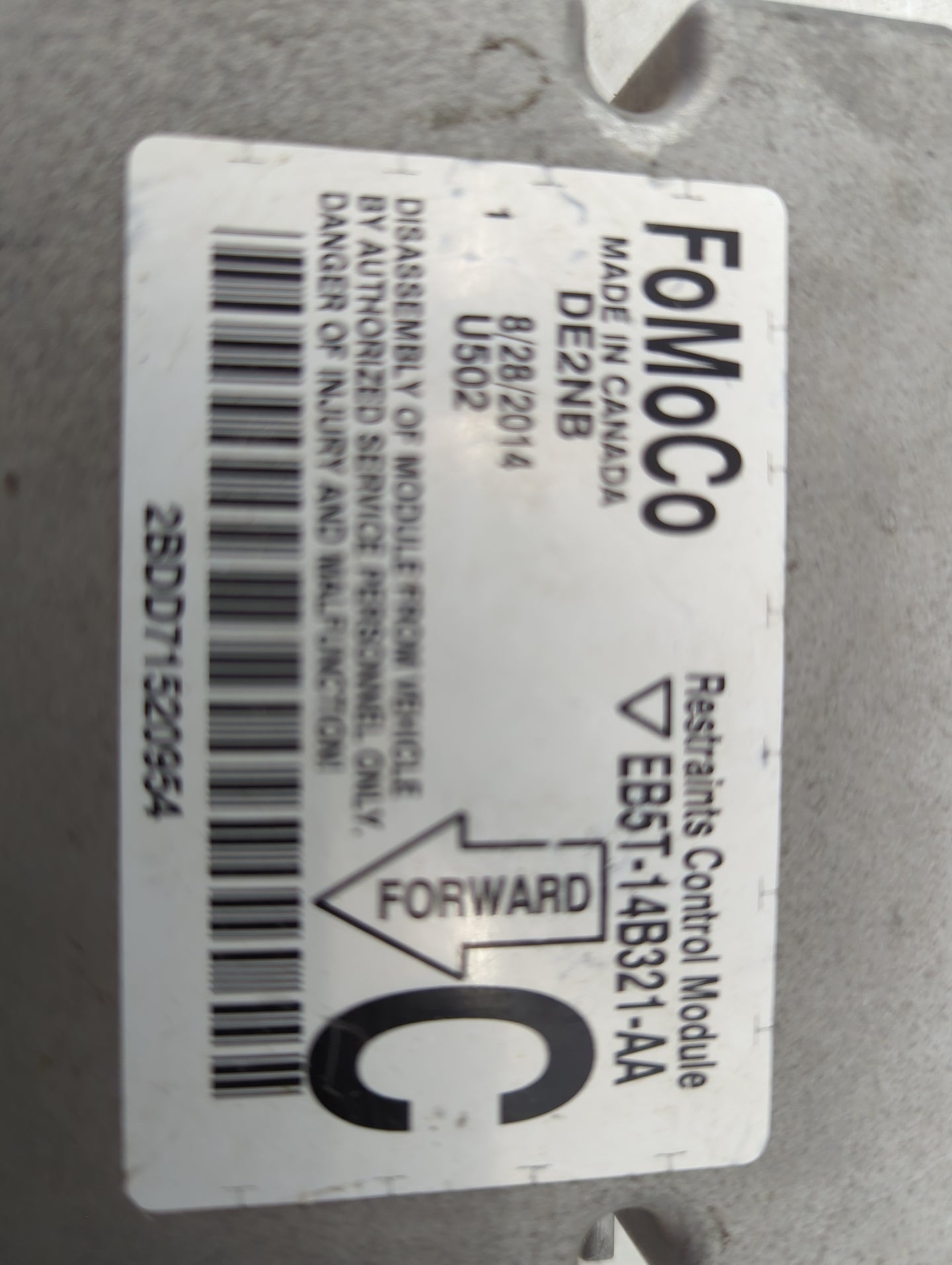 2013-2015 Ford Explorer Safety Restraint Srs Airbag Control Module - Oemusedautoparts1.com