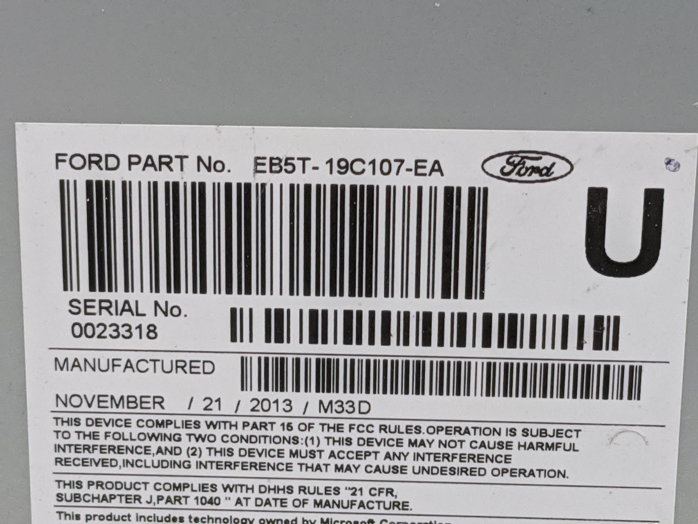 2014 Ford Explorer Radio AM FM Cd Player Receiver Replacement P/N:PU-3910L-C EB5T-19C107-EA, 276-1056-76 Fits OEM Used Auto 