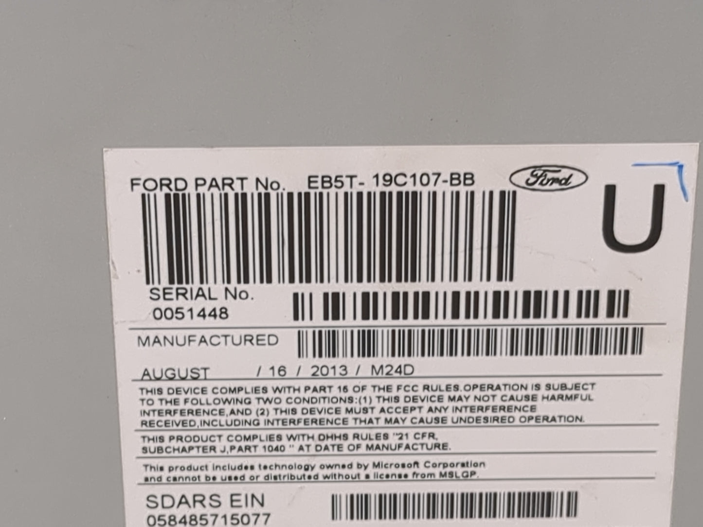 2014 Ford Explorer Radio AM FM Cd Player Receiver Replacement P/N:PU-3890L-A EB5T-19C107-BB Fits OEM Used Auto Parts - Oemus