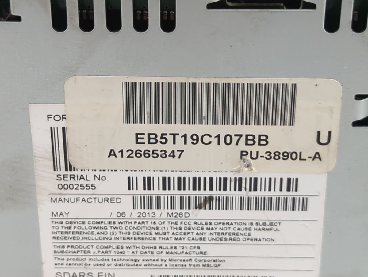 2014 Ford Explorer Radio AM FM Cd Player Receiver Replacement P/N:EB5T19C107BB PU-3890L-A Fits OEM Used Auto Parts - Oemused